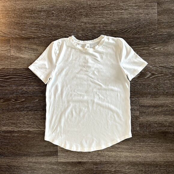 EUC Lululemon Love Curved-Hem Crewneck T-Shirt White Pima Cotton Size 2 Capsule - Picture 8 of 11